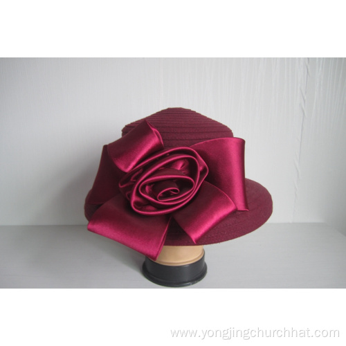 Women's Wool Fabric Hats Trimmed with Flower